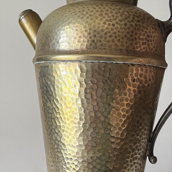 Vintage Cocktail Shaker Hammered Nickel Silver Silver Plated Barware - Picture 11 of 11